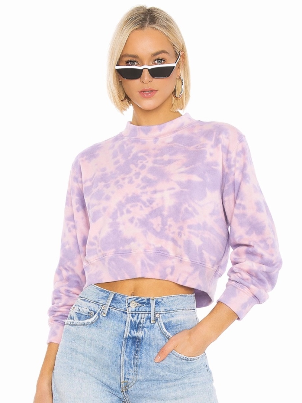Cotton Citizen Milan Cropped Sweatshirt Purple Tie Dye Lounge Women Size M